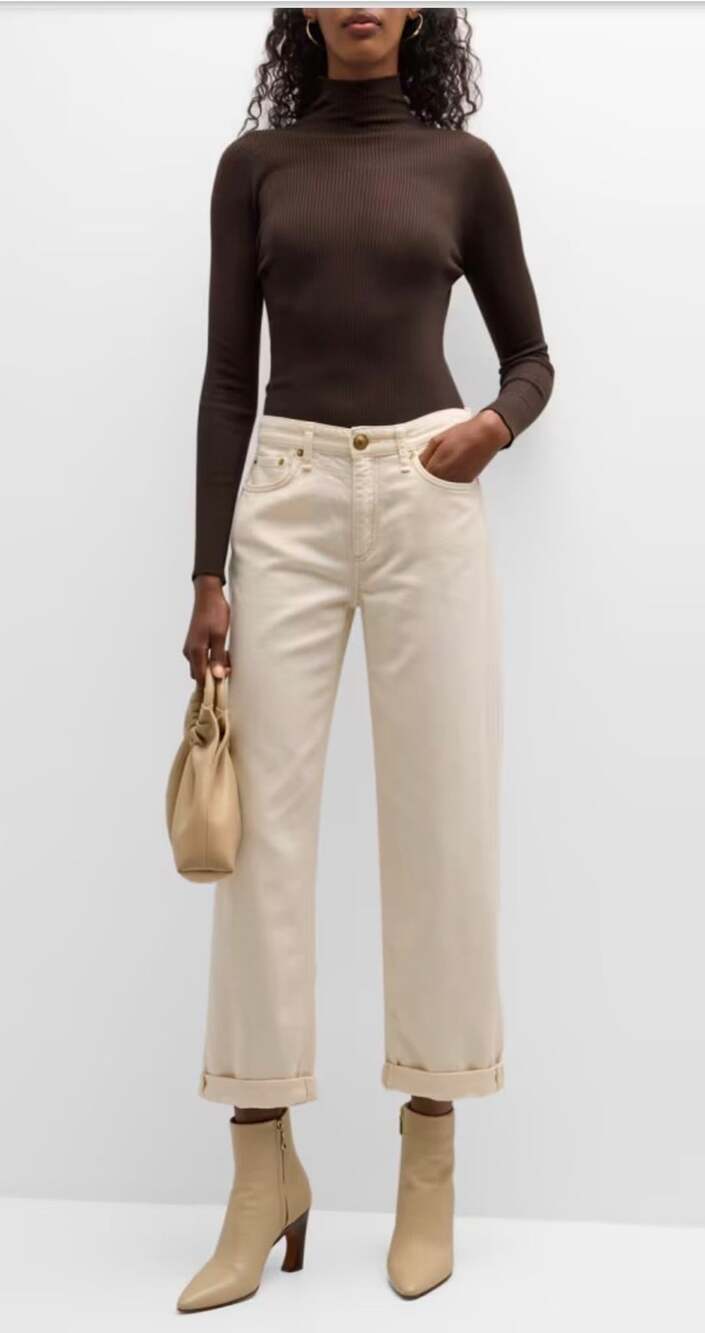 Rag & Bone Boyfriend Jeans Size 24 White Denim Cuffed